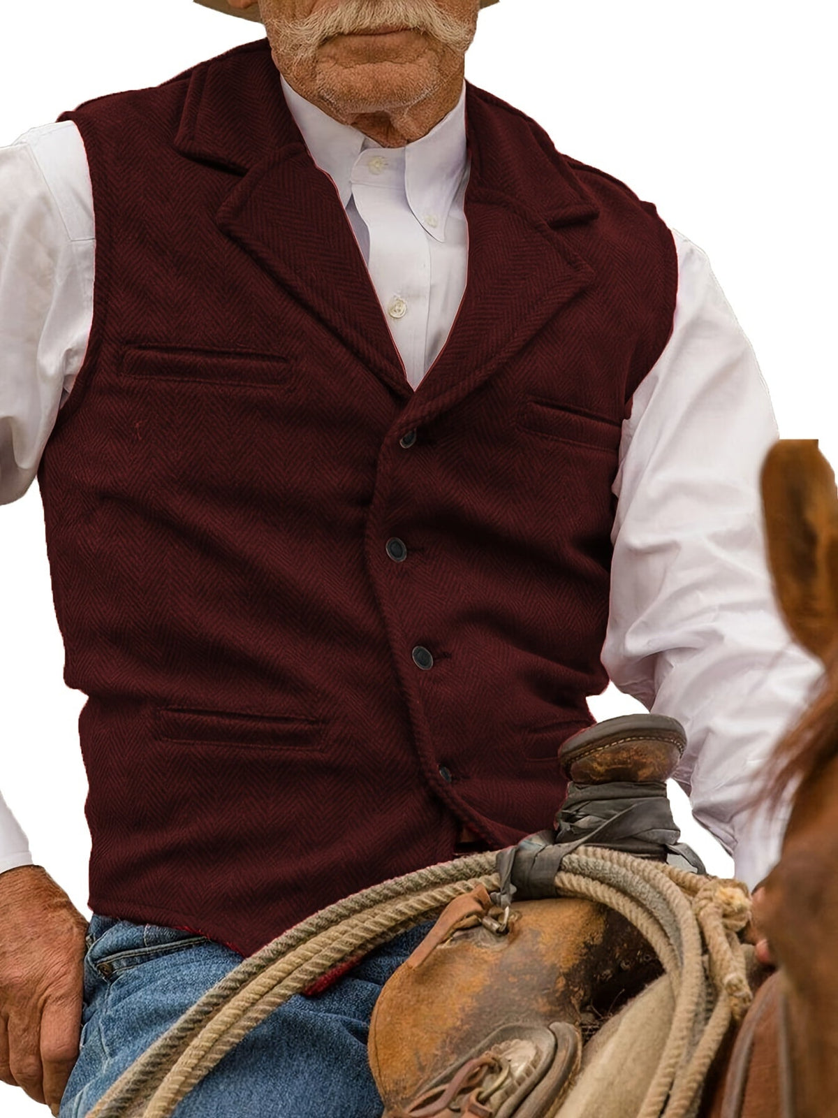 Herringbone Vest for Men | Heritage Style | Warm Wool Blend | Casual Wear