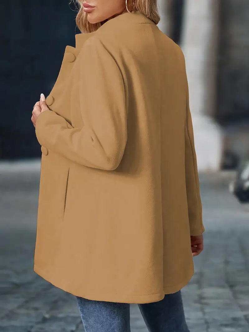 Elegant Stand-Collar Button Coat for Women | Stylish Outerwear in Classic Design