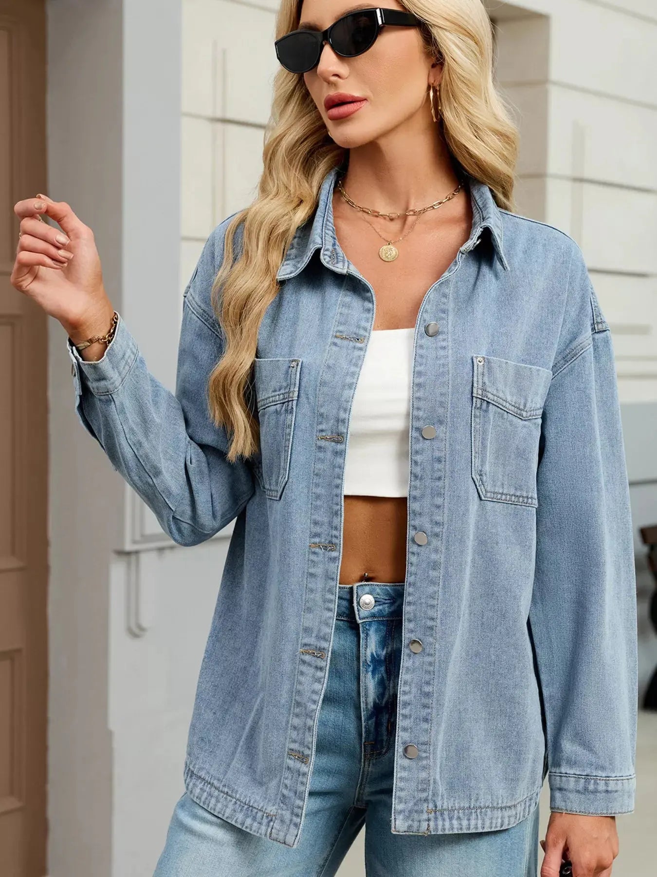 Denim Jacket with Dropped Shoulders – Casual Wear, Everyday Style