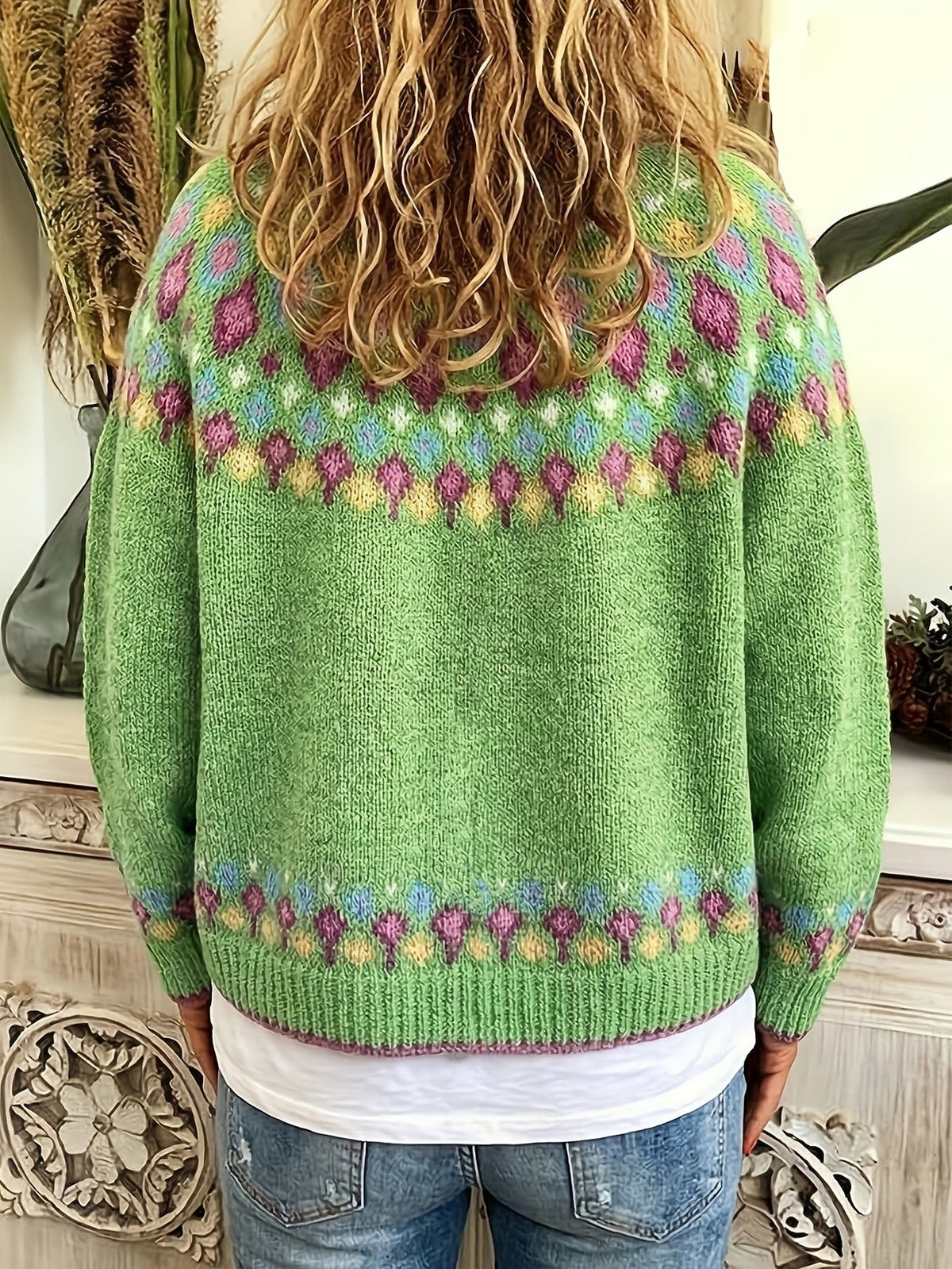 Nordic Patterned Cardigan in Soft Knit for Cozy Layering and Everyday Wear