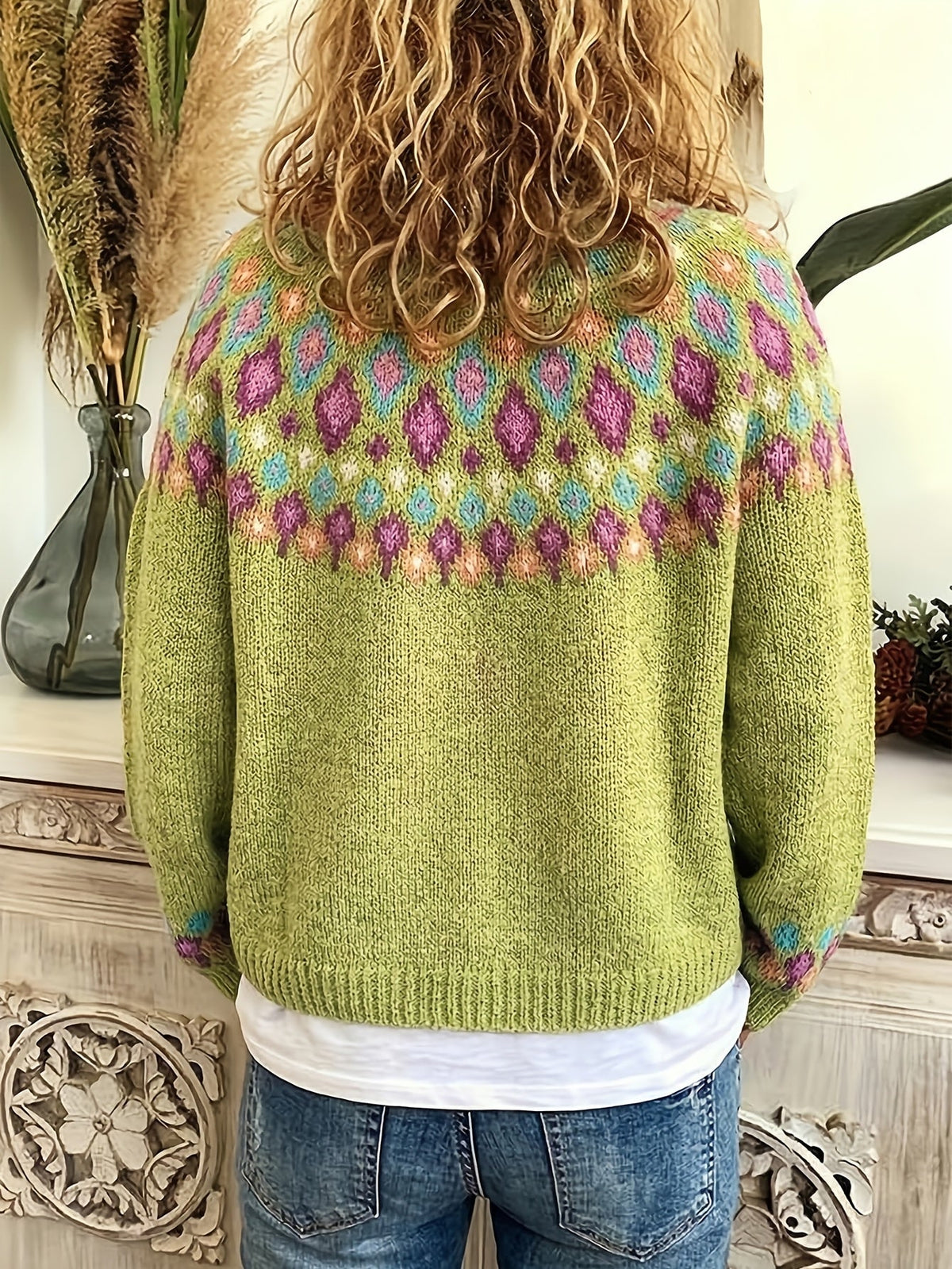 Nordic Patterned Cardigan in Soft Knit for Cozy Layering and Everyday Wear