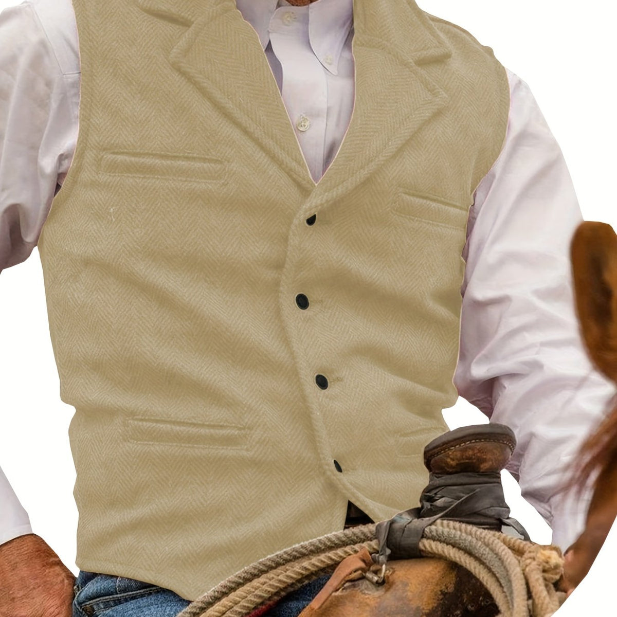 Herringbone Vest for Men | Heritage Style | Warm Wool Blend | Casual Wear