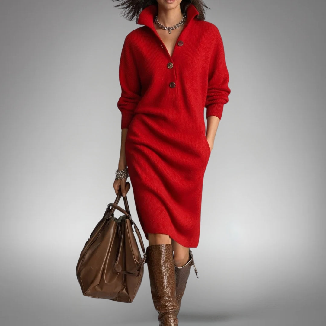 High Neck Sophisticated Dress | Elegant Design for Formal Events