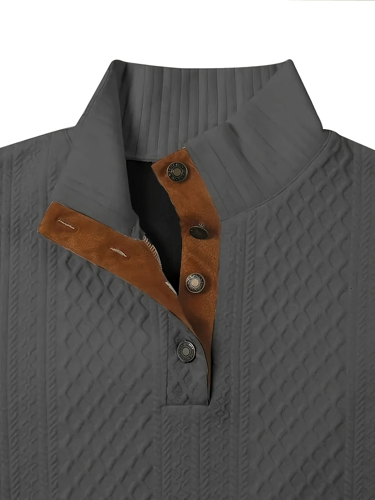 Stand Collar Button Henley Sweater for Men | Comfortable Knit Casual Wear
