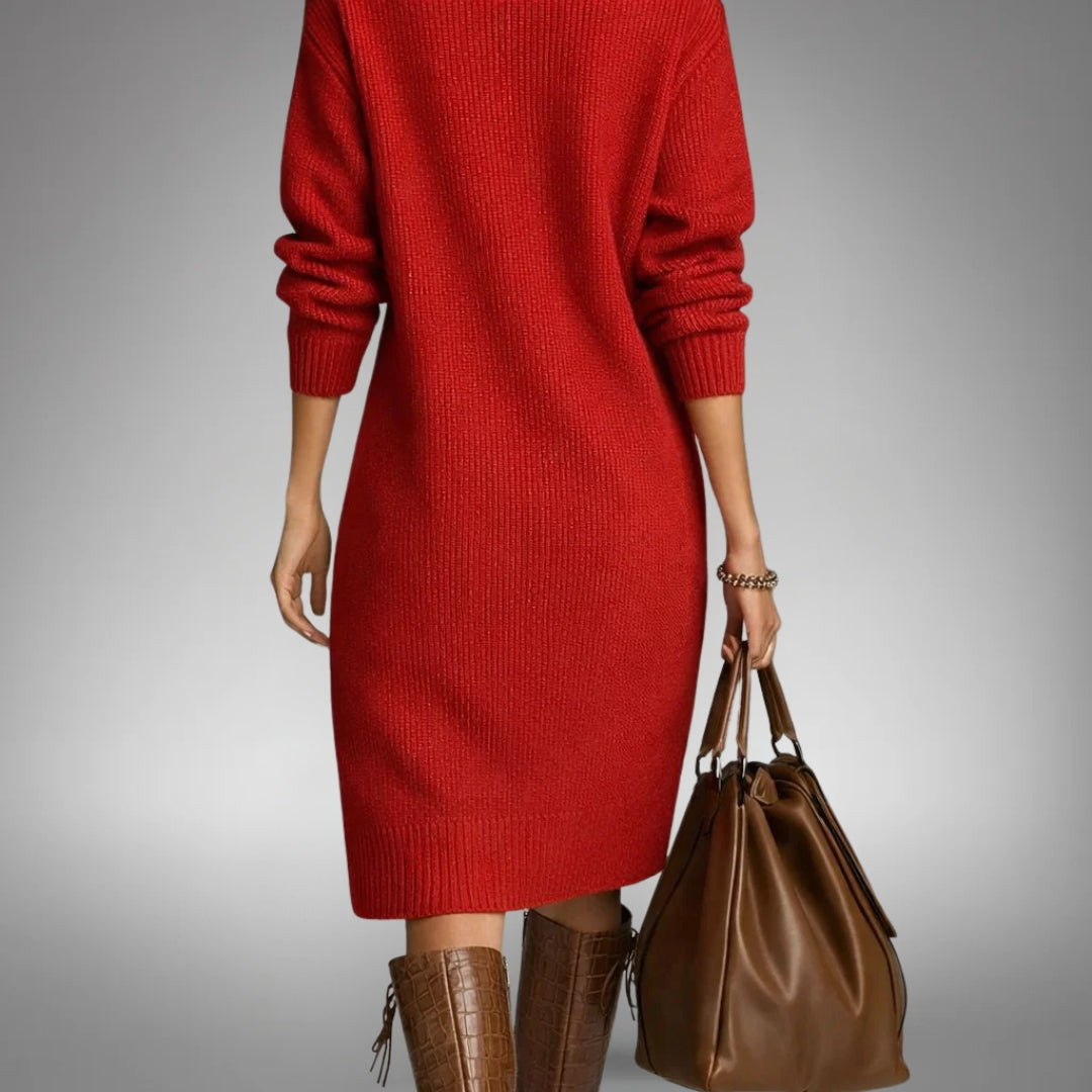High Neck Sophisticated Dress | Elegant Design for Formal Events