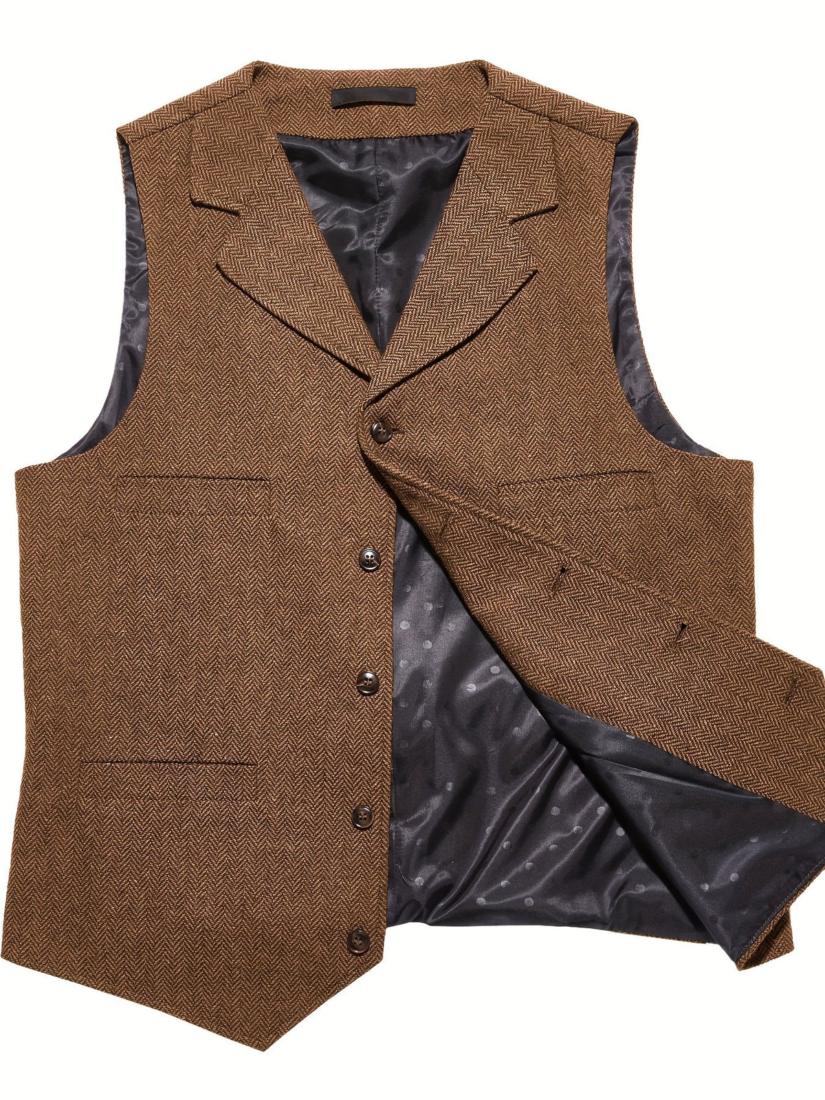 Herringbone Waistcoat in Refined Fabric for Formal or Smart-Casual Wear