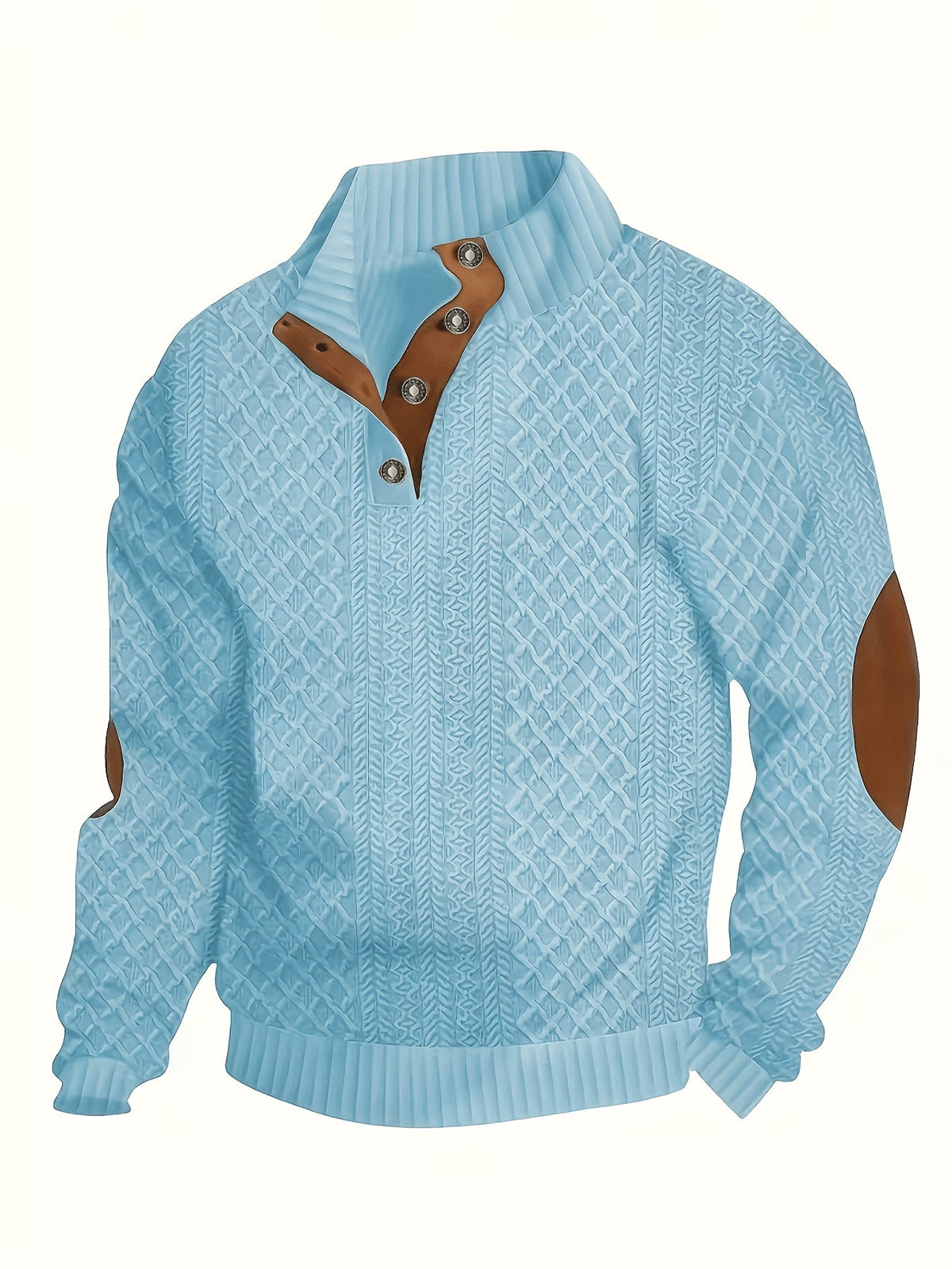 Stand Collar Button Henley Sweater for Men | Comfortable Knit Casual Wear