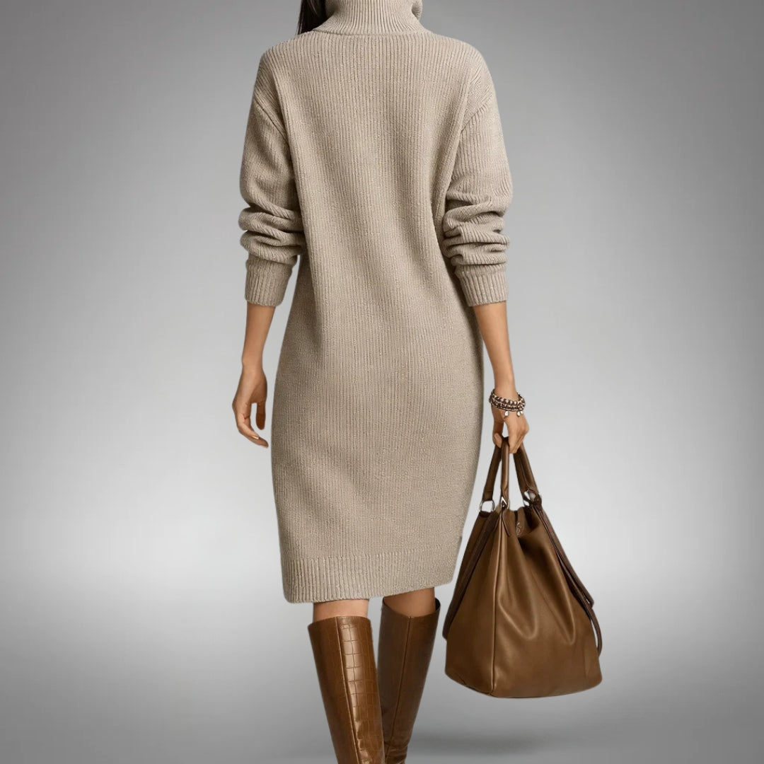High Neck Sophisticated Dress | Elegant Design for Formal Events