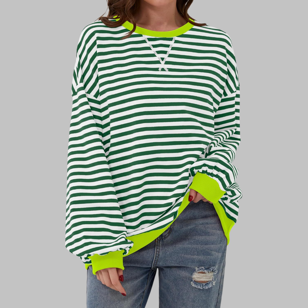 Striped Long Sleeve Sweatshirt | Casual Cotton Blend | Everyday Wear
