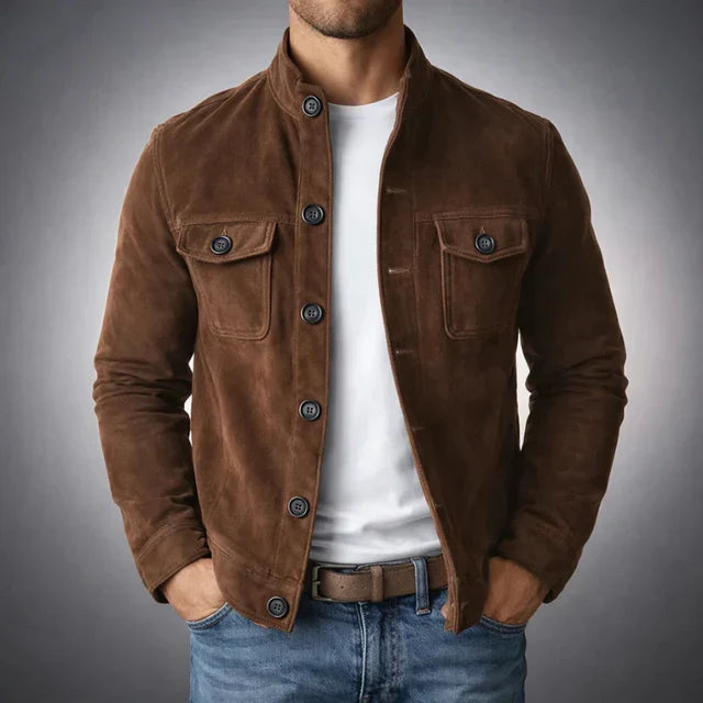 Classic Suede Pocket Jacket for Men | Casual Wear | Versatile Design