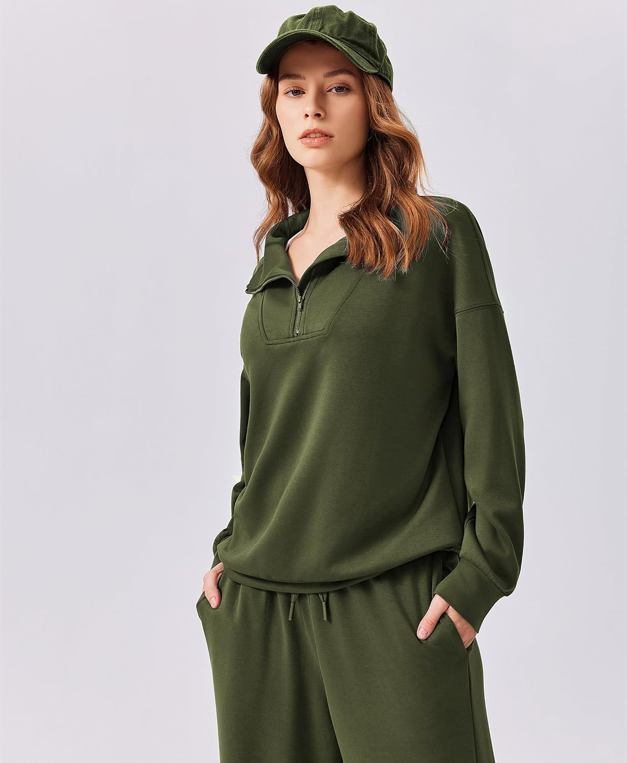 2 Piece Lounge Set for Women, 1/4 Zip – Casual Wear, Fall Fashion, Relaxing, Outing