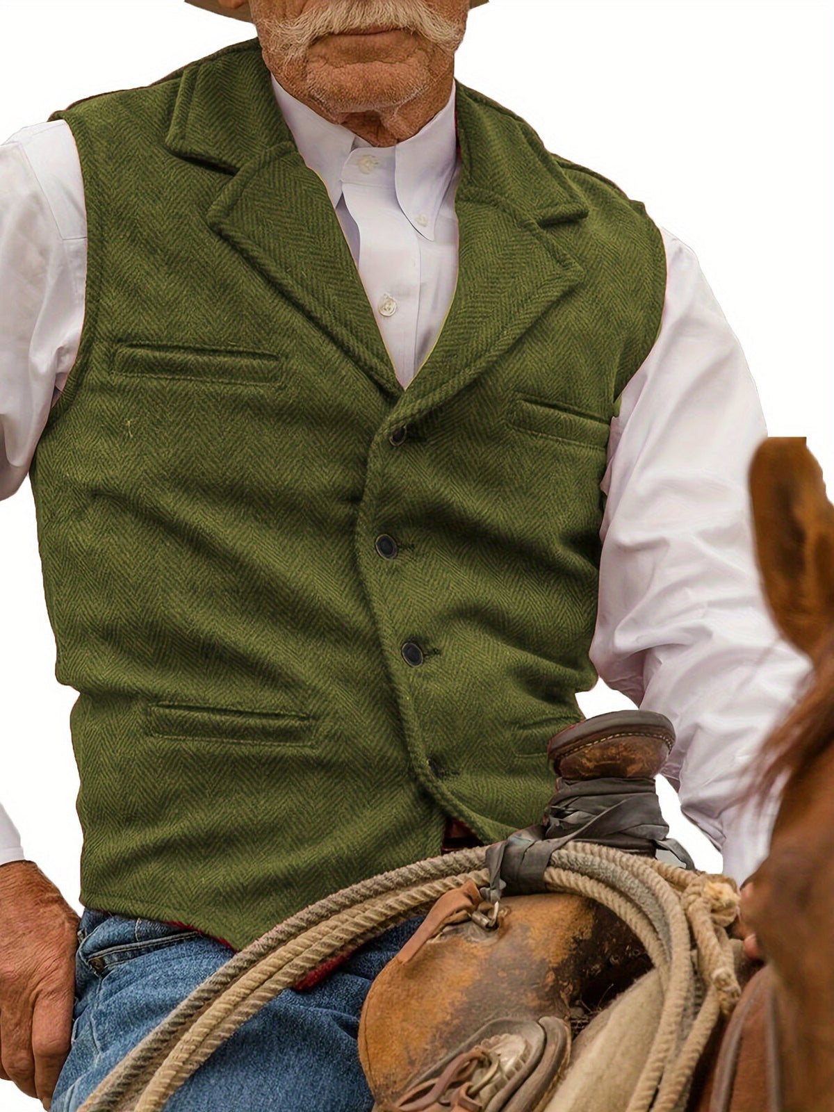 Herringbone Vest for Men | Heritage Style | Warm Wool Blend | Casual Wear