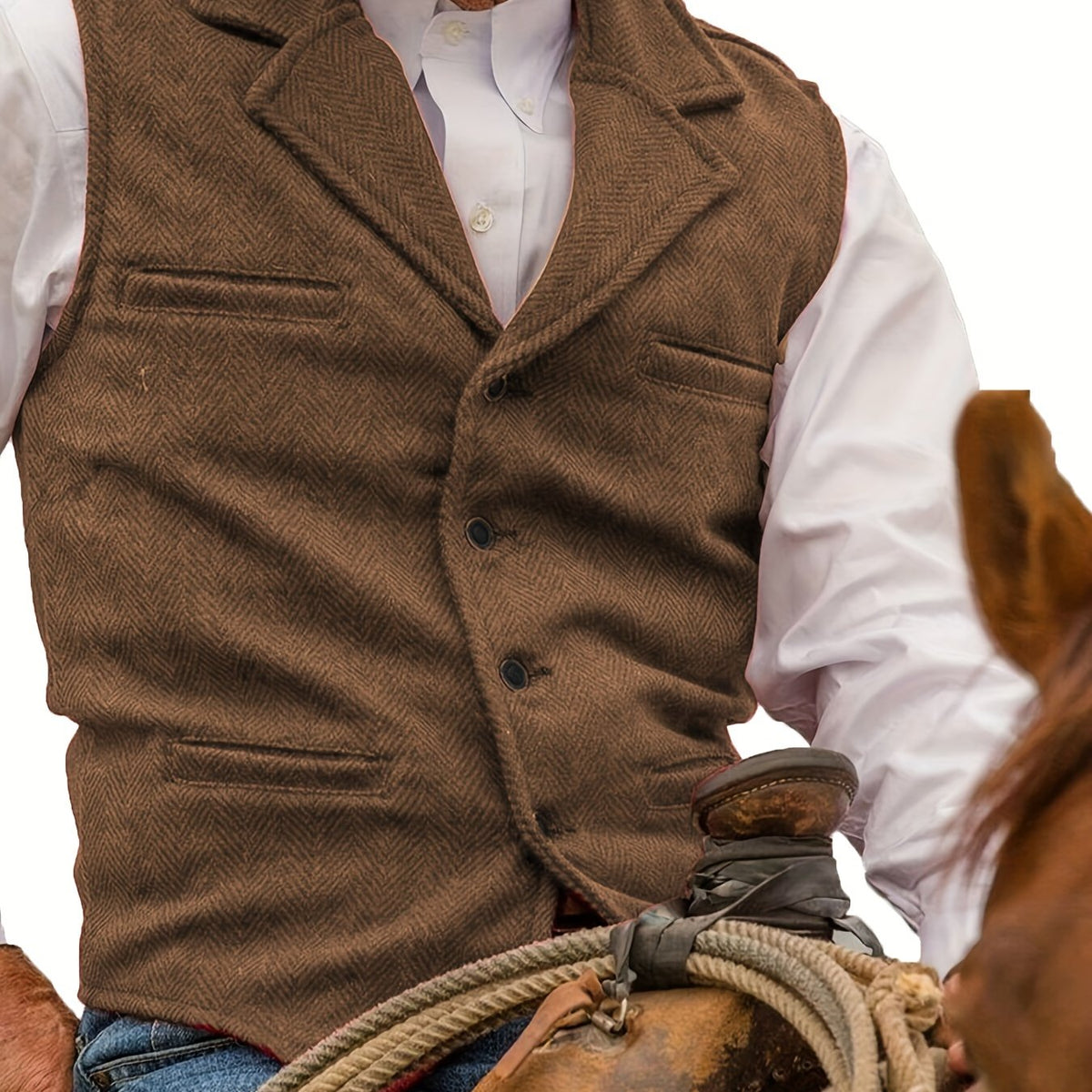 Herringbone Vest for Men | Heritage Style | Warm Wool Blend | Casual Wear