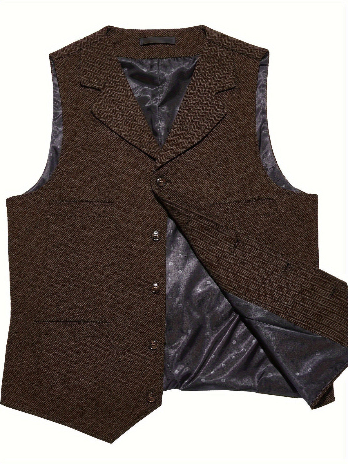 Herringbone Waistcoat in Refined Fabric for Formal or Smart-Casual Wear