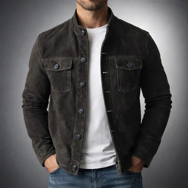 Classic Suede Pocket Jacket for Men | Casual Wear | Versatile Design