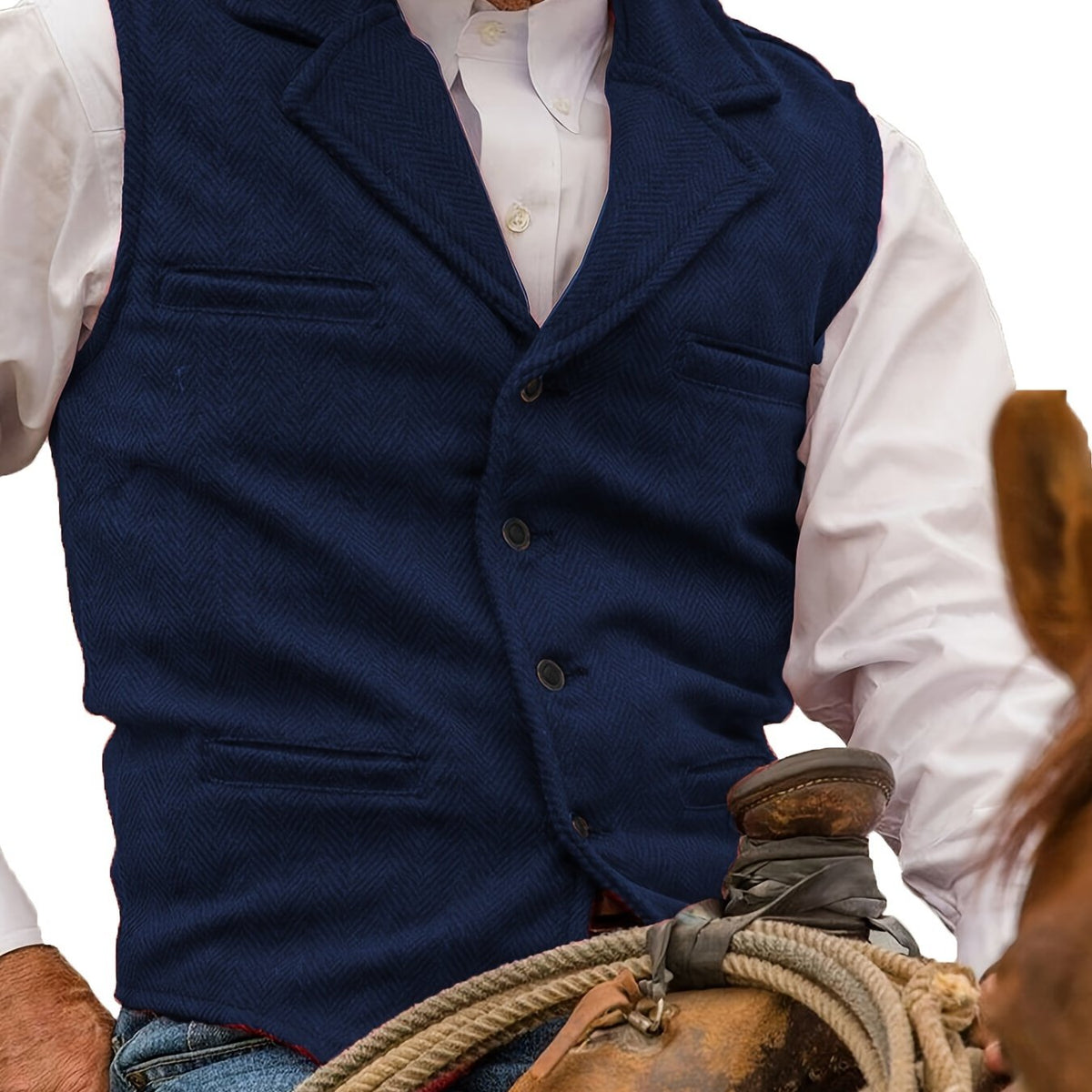 Herringbone Vest for Men | Heritage Style | Warm Wool Blend | Casual Wear
