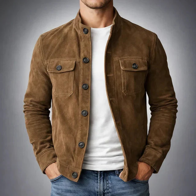 Classic Suede Pocket Jacket for Men | Casual Wear | Versatile Design