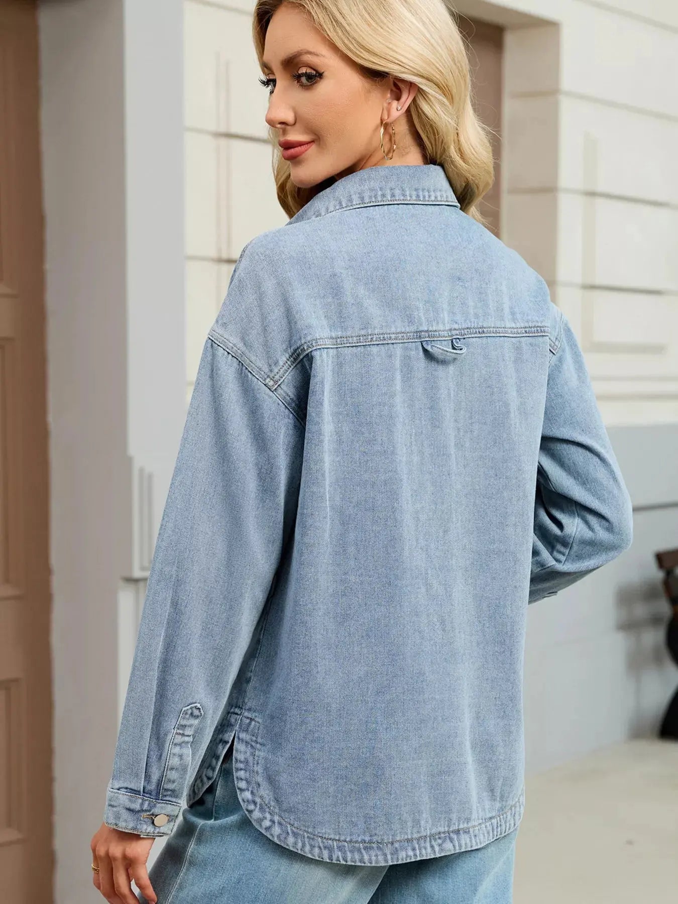 Denim Jacket with Dropped Shoulders – Casual Wear, Everyday Style