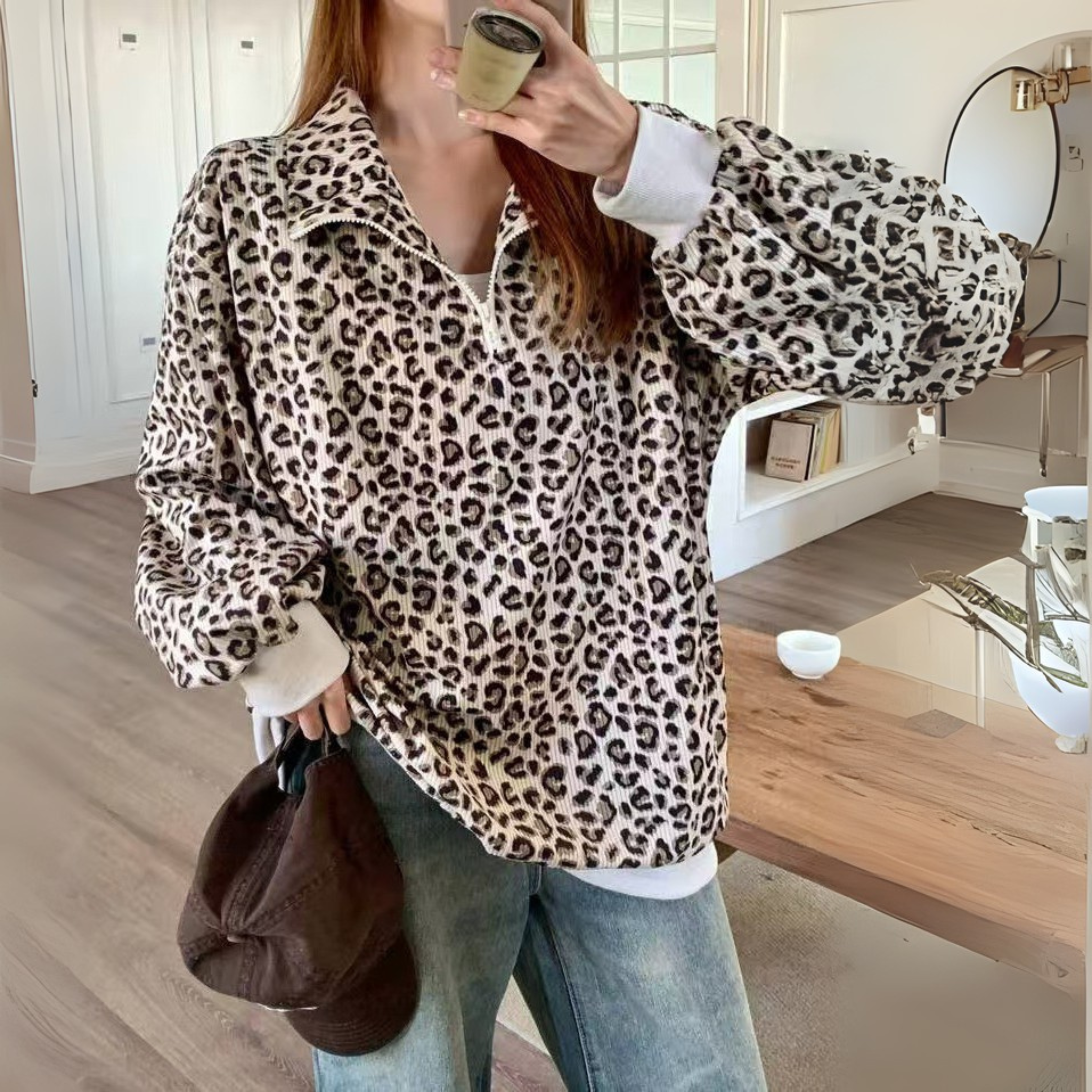 Leopard Print Sweatshirt – Cozy Casual Wear, Stylish Layering
