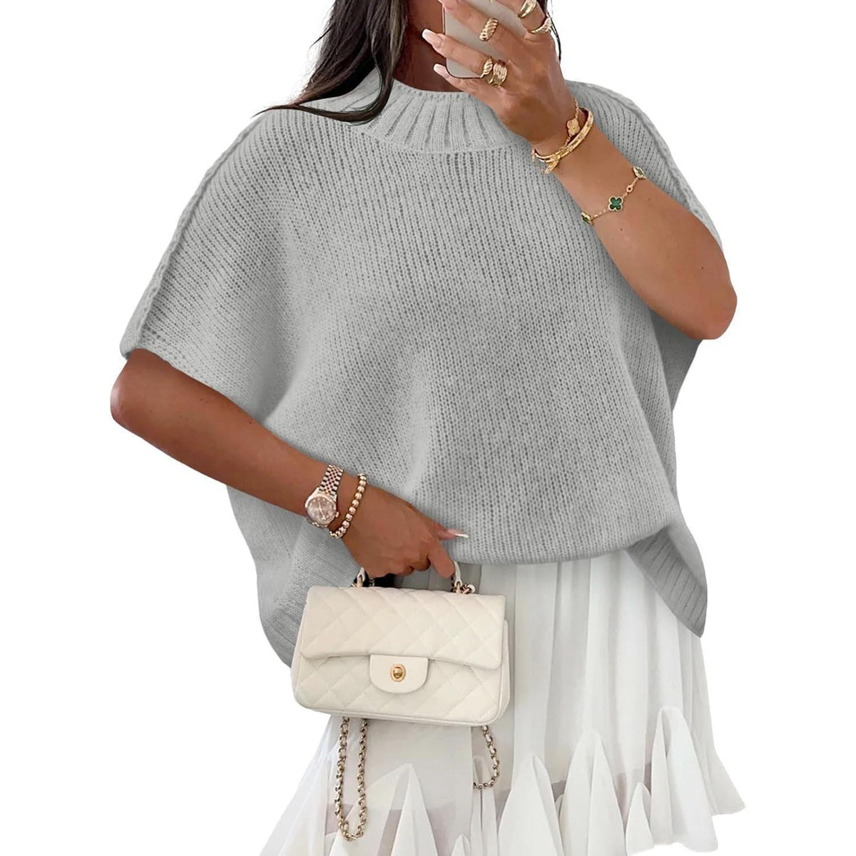 Oversized Women's Knit Sweater - Cozy Casual Pullover for Everyday Wear