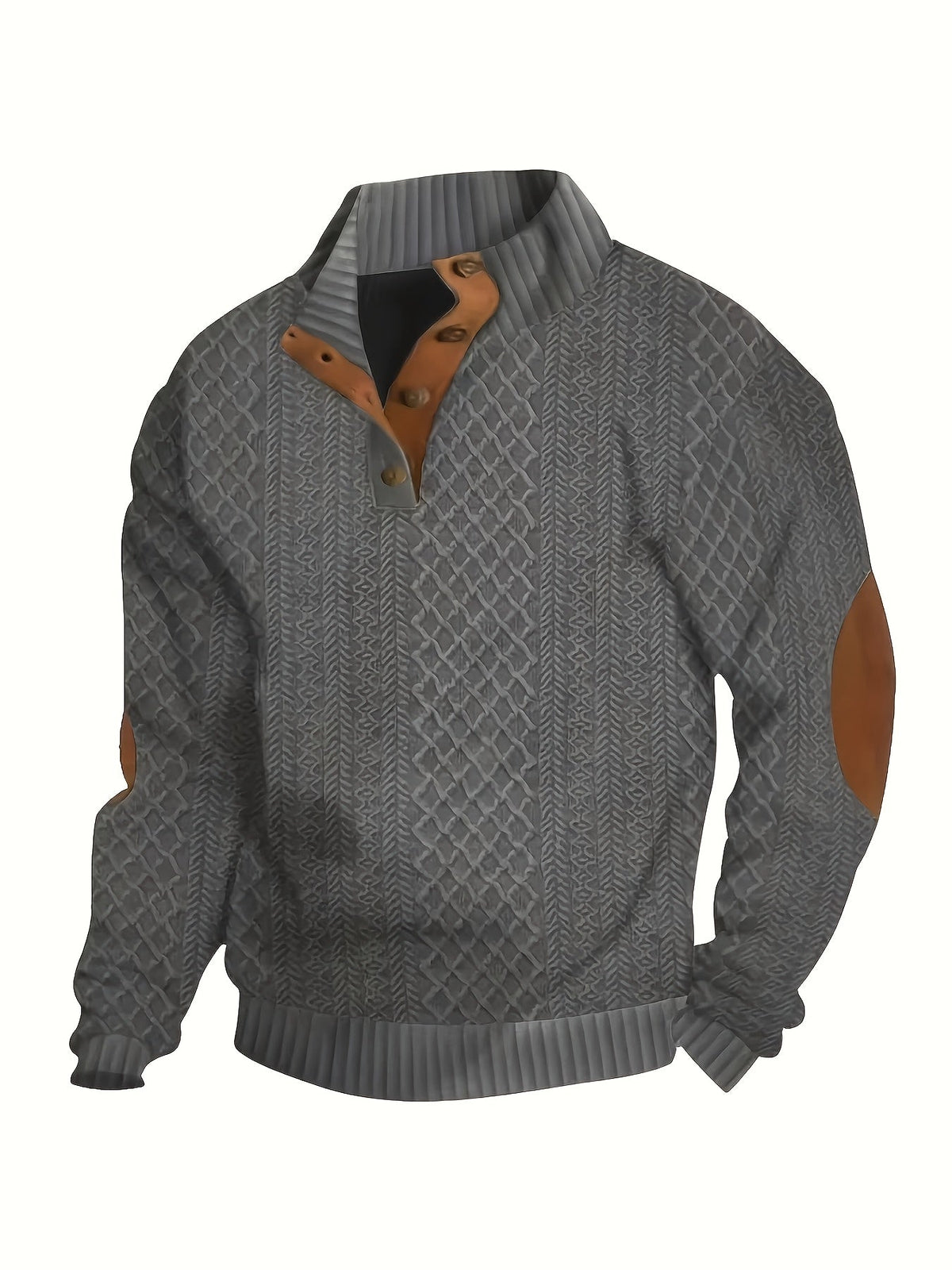 Stand Collar Button Henley Sweater for Men | Comfortable Knit Casual Wear