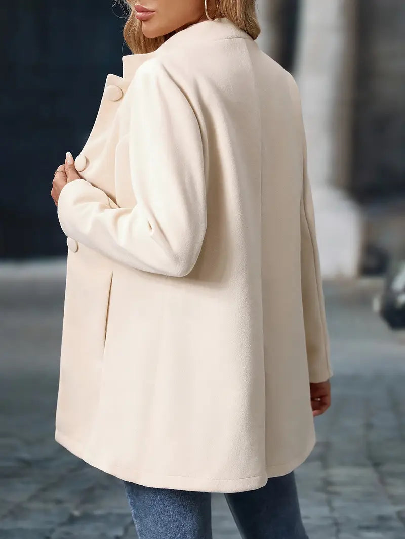 Elegant Stand-Collar Button Coat for Women | Stylish Outerwear in Classic Design