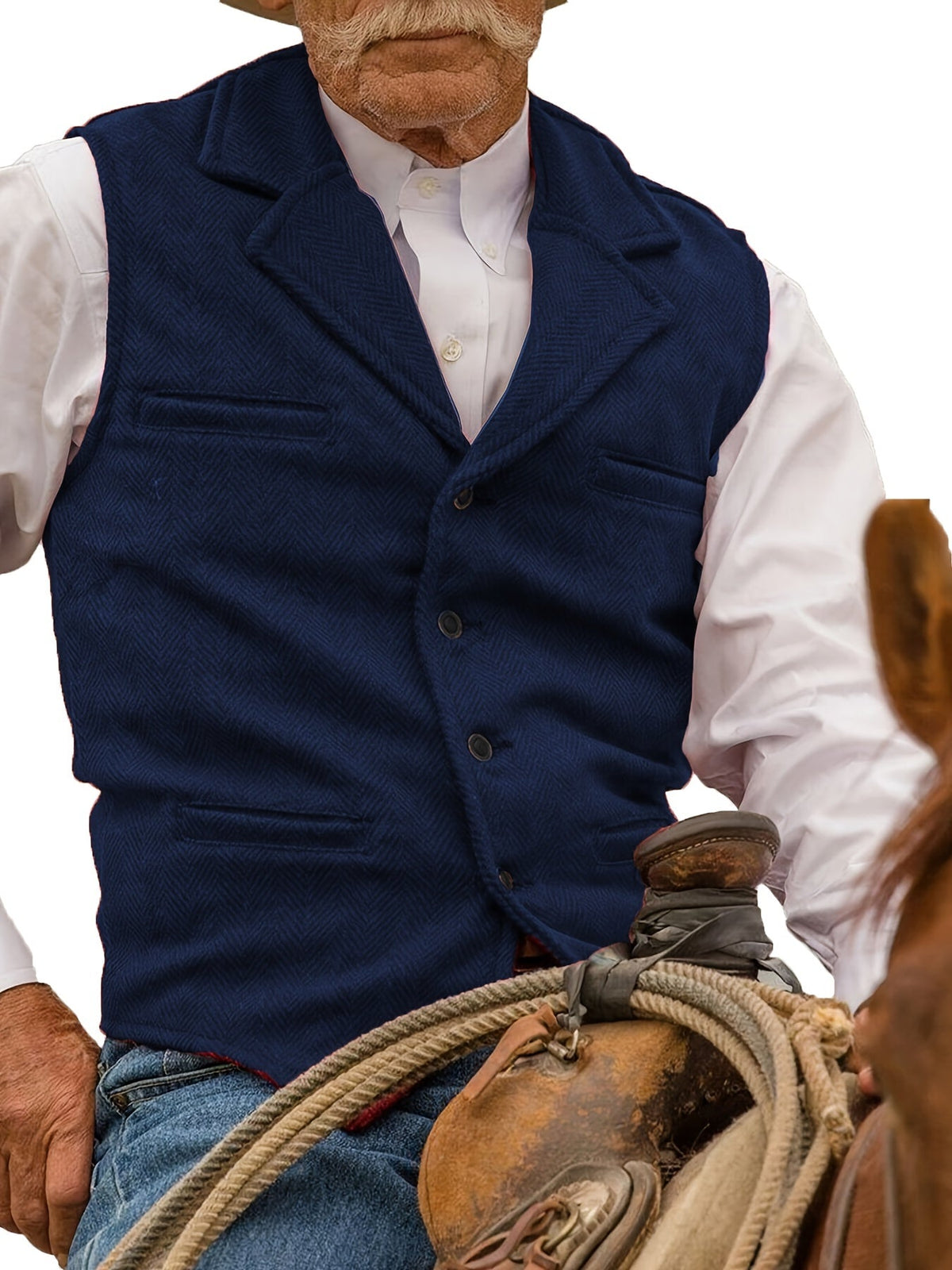Herringbone Vest for Men | Heritage Style | Warm Wool Blend | Casual Wear