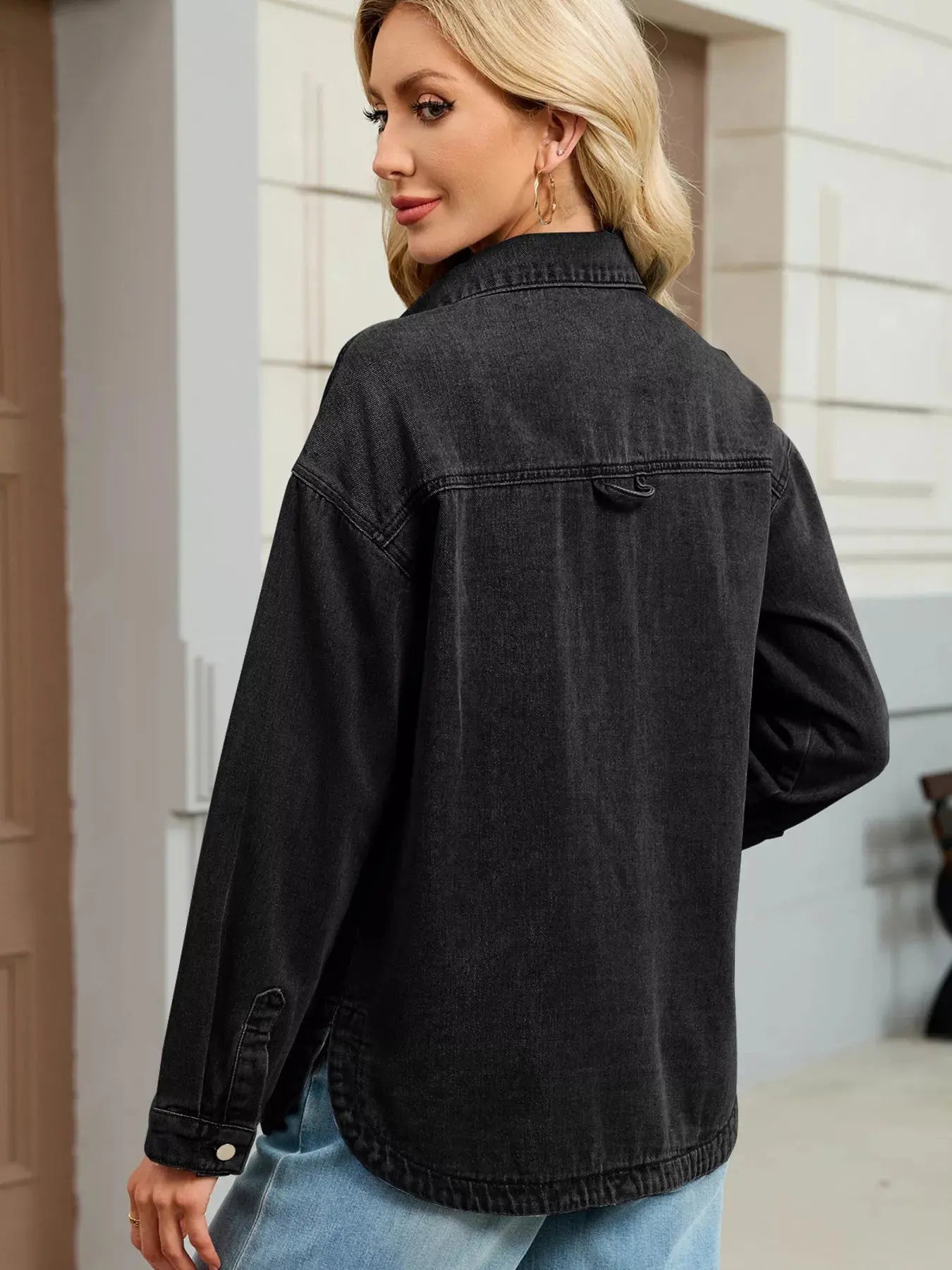 Denim Jacket with Dropped Shoulders – Casual Wear, Everyday Style