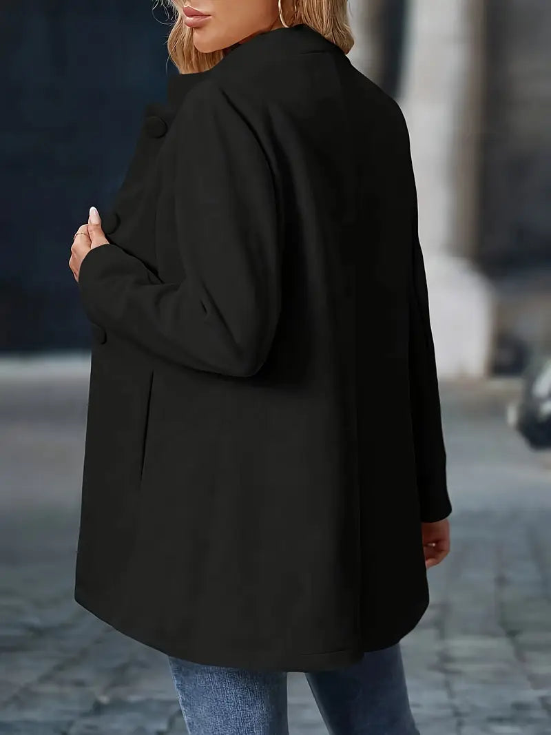 Elegant Stand-Collar Button Coat for Women | Stylish Outerwear in Classic Design