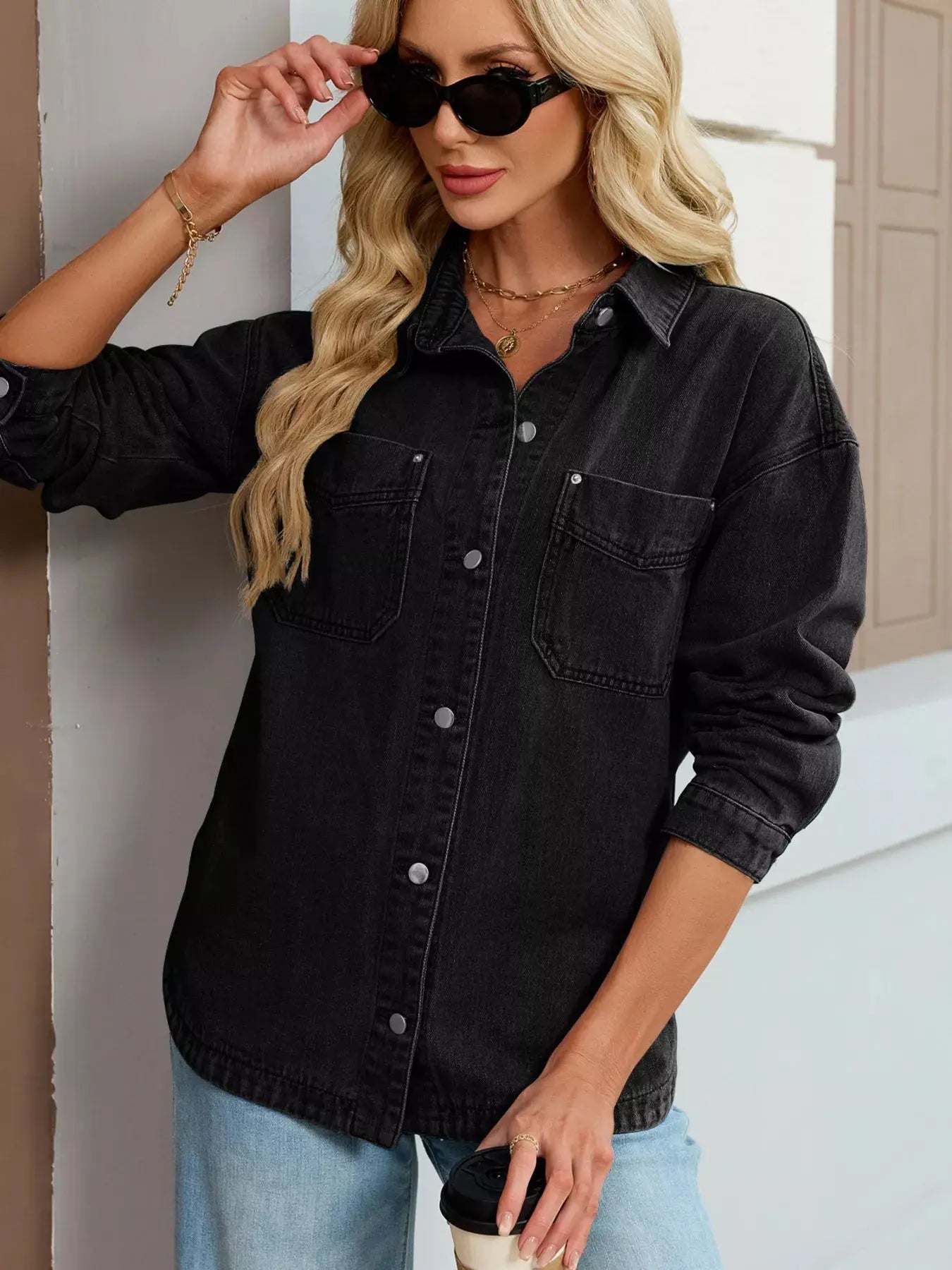 Denim Jacket with Dropped Shoulders – Casual Wear, Everyday Style
