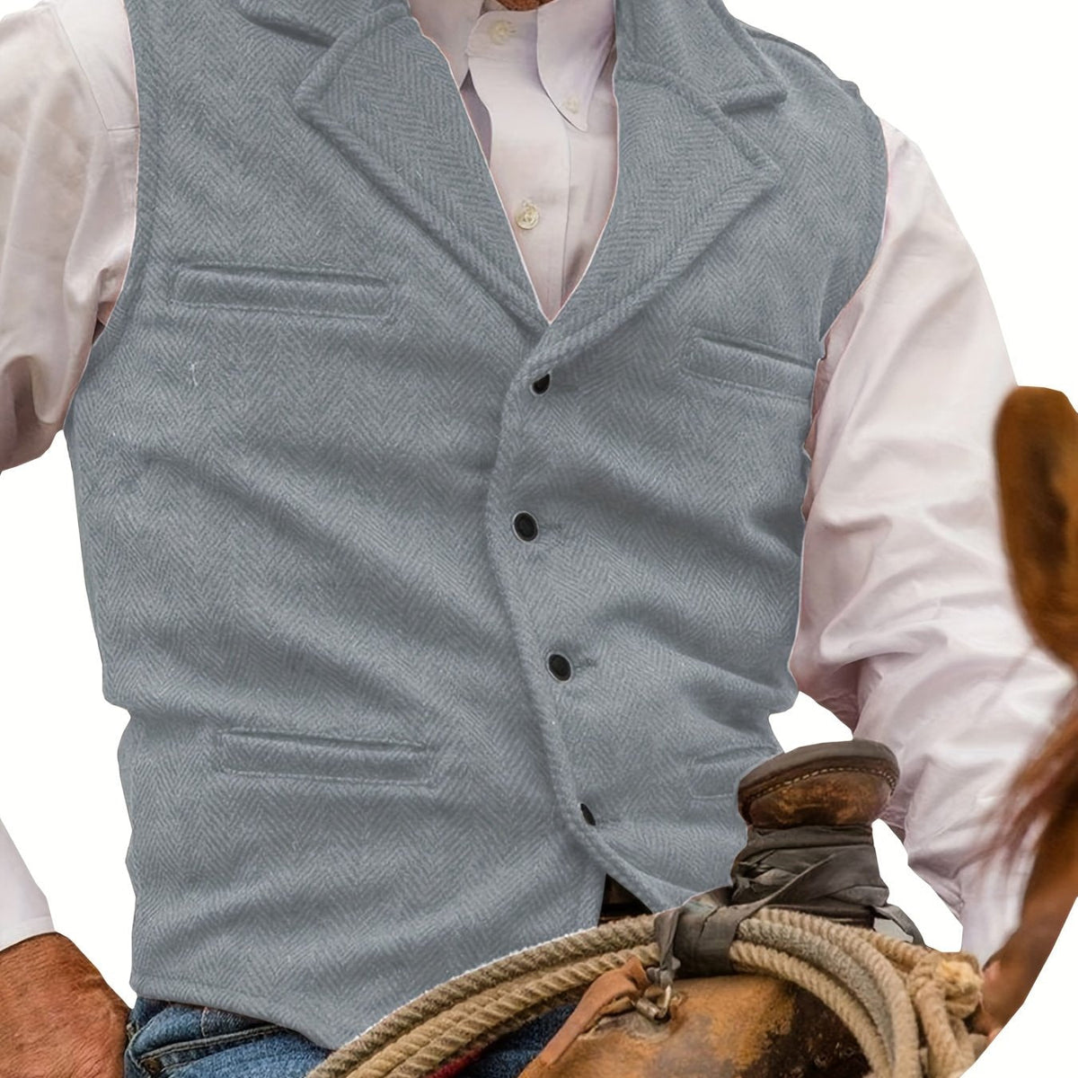 Herringbone Vest for Men | Heritage Style | Warm Wool Blend | Casual Wear
