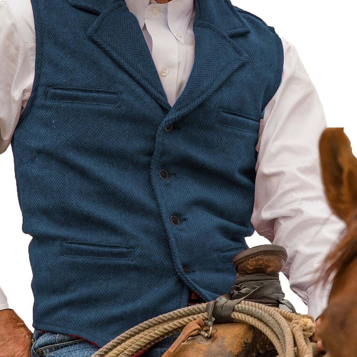 Herringbone Vest for Men | Heritage Style | Warm Wool Blend | Casual Wear