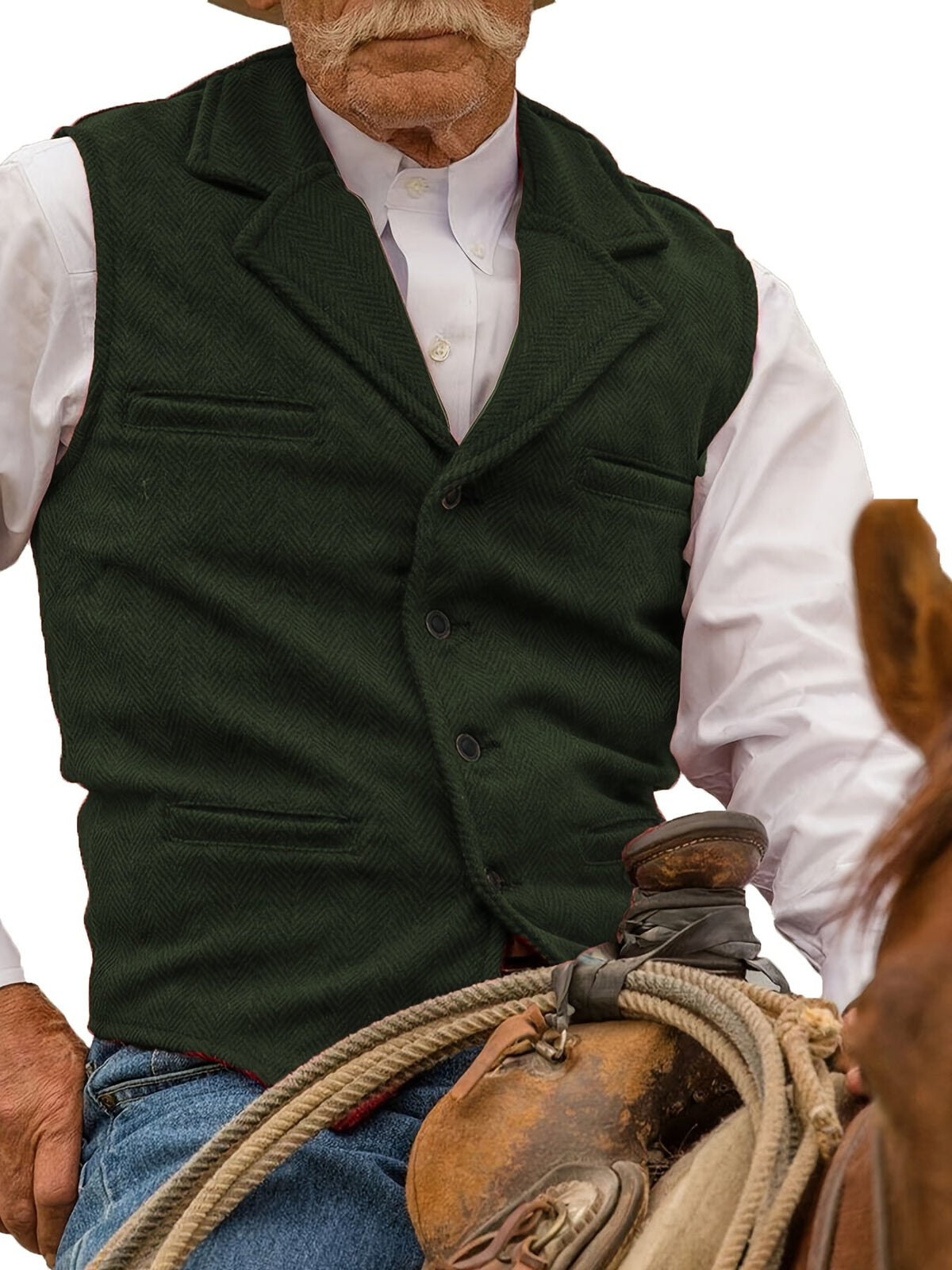 Herringbone Vest for Men | Heritage Style | Warm Wool Blend | Casual Wear
