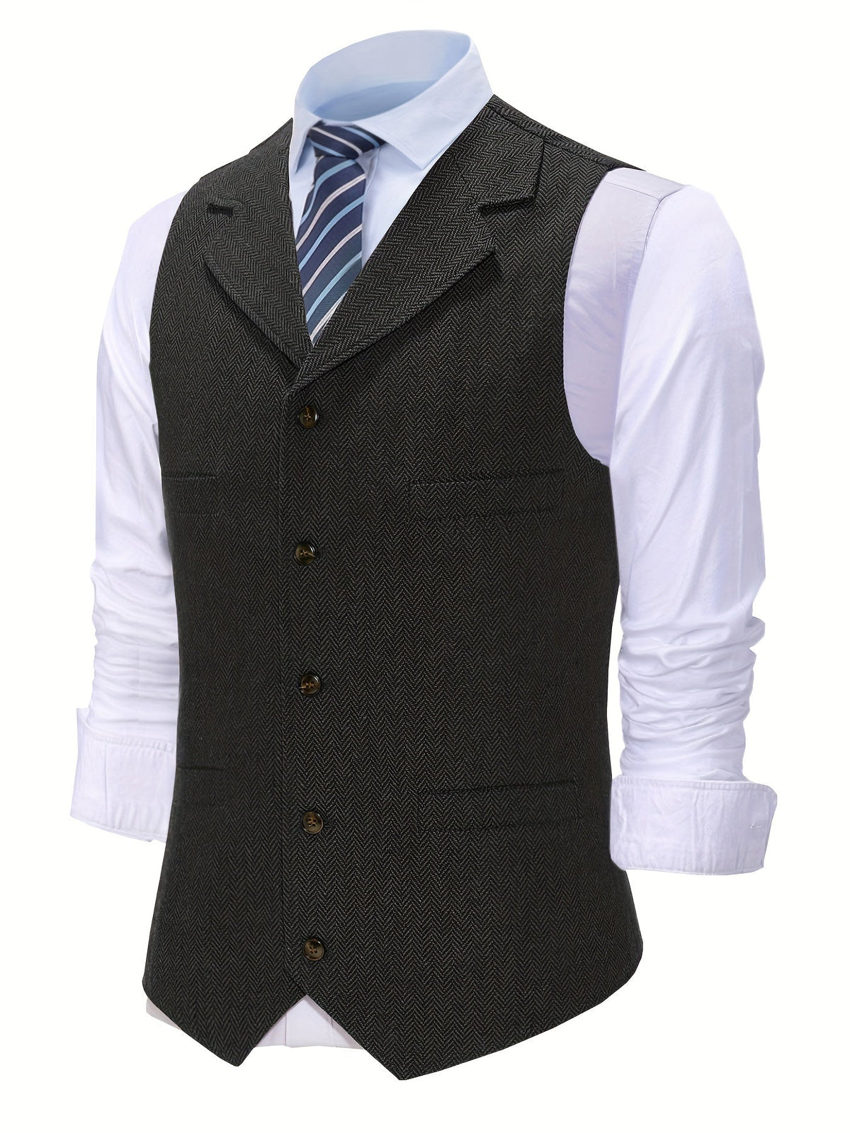 Herringbone Waistcoat in Refined Fabric for Formal or Smart-Casual Wear