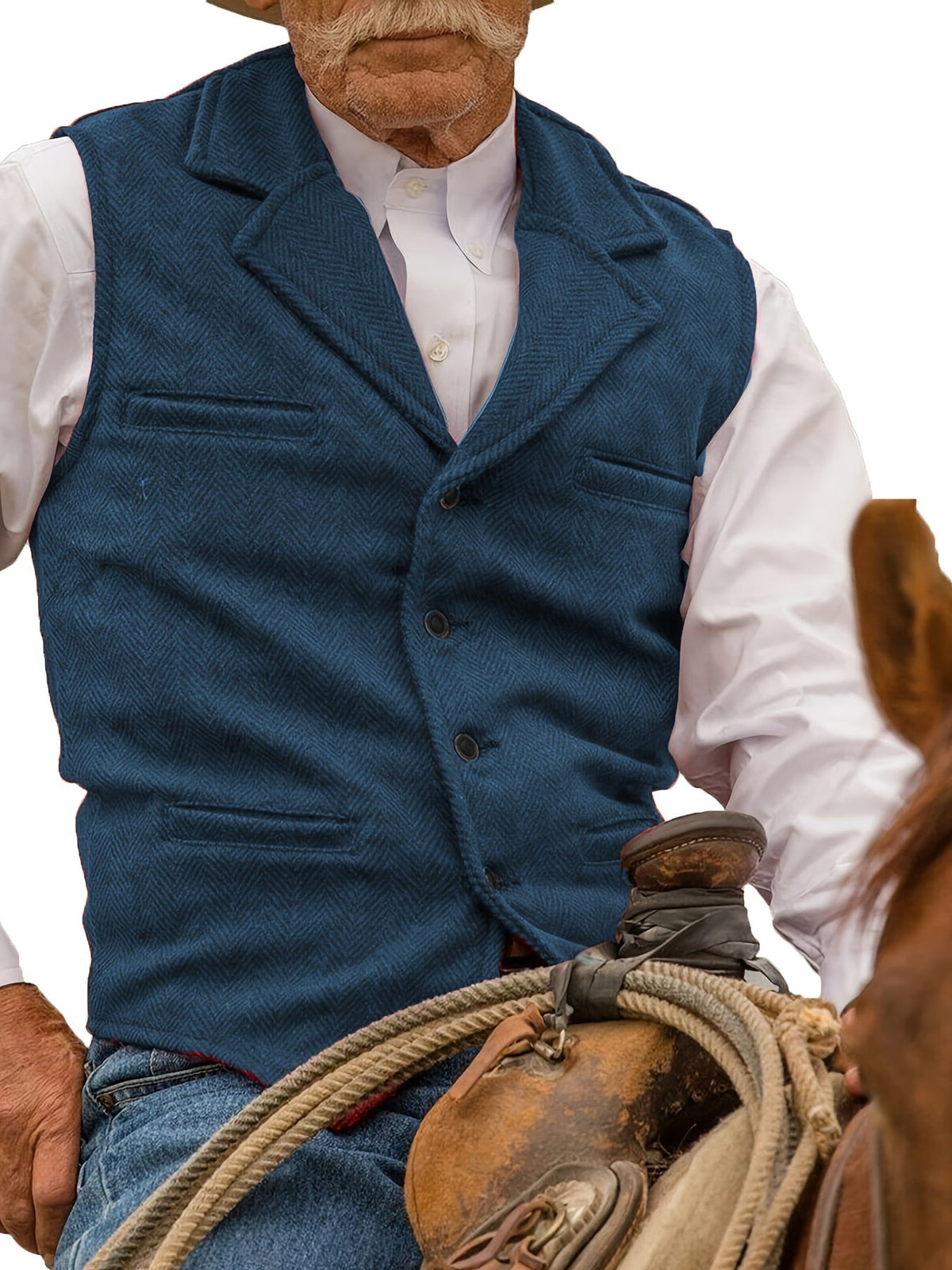 Herringbone Vest for Men | Heritage Style | Warm Wool Blend | Casual Wear