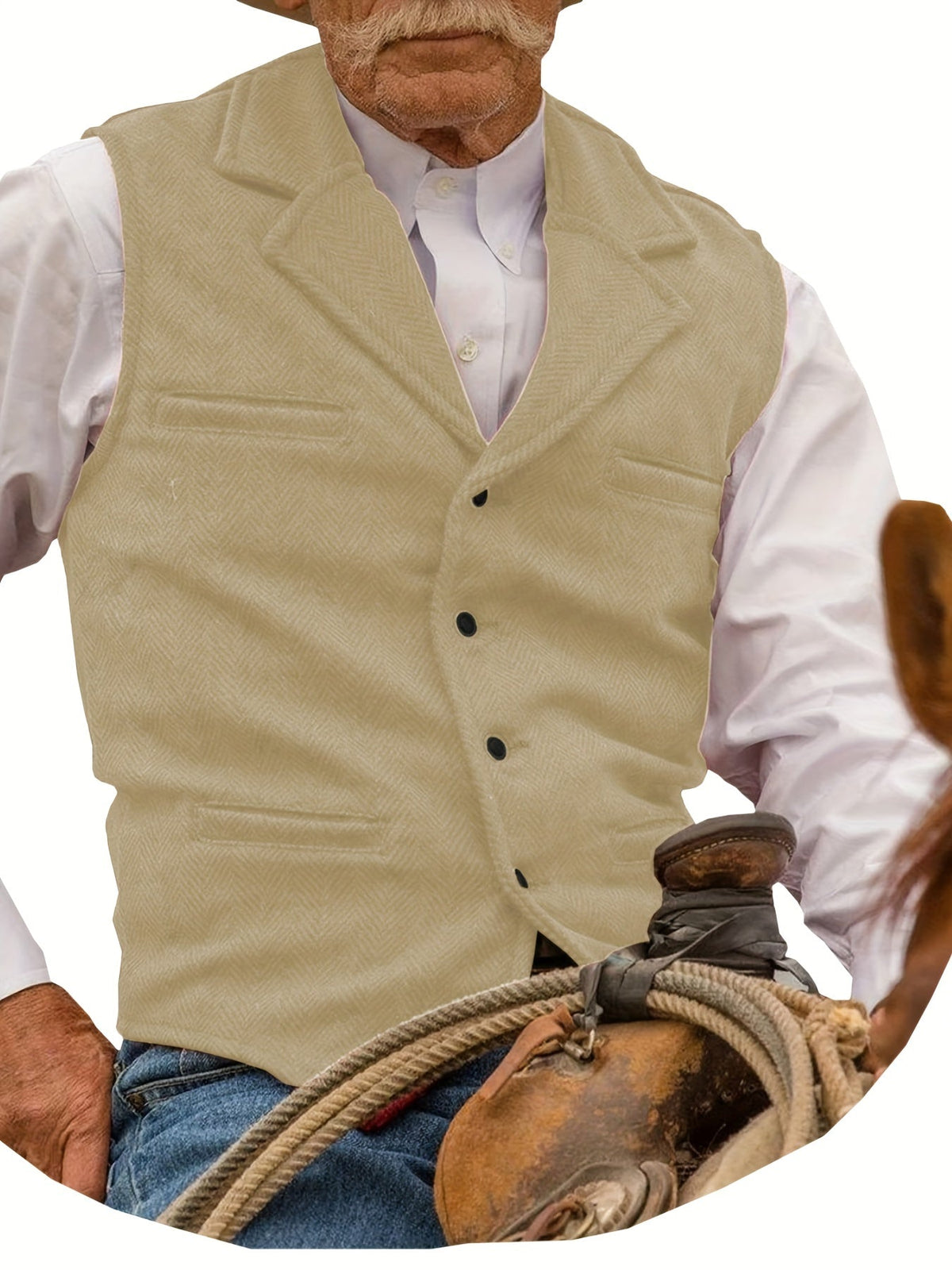 Herringbone Vest for Men | Heritage Style | Warm Wool Blend | Casual Wear