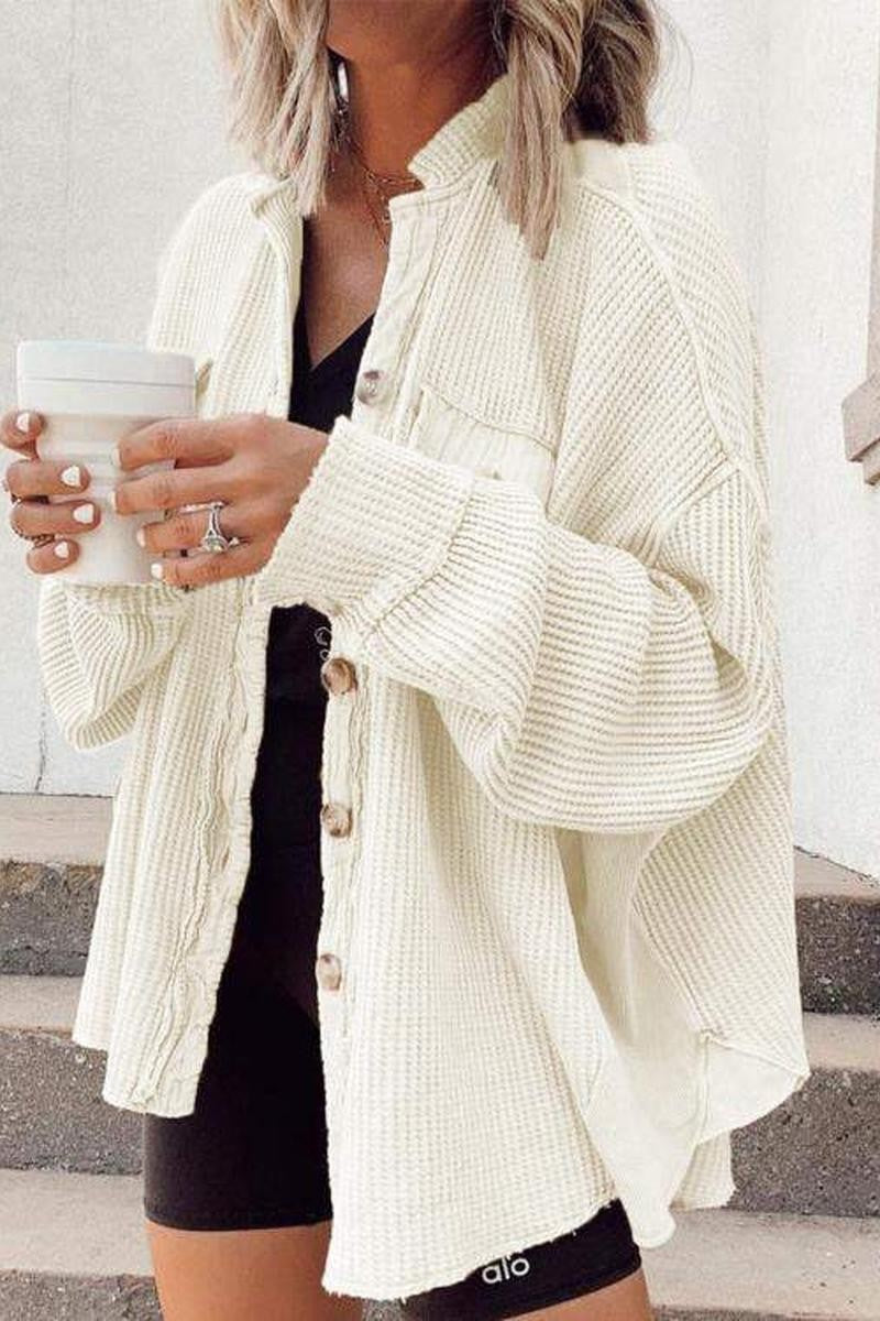 Waffle Knit Button Down – Casual Wear, Stylish Layering