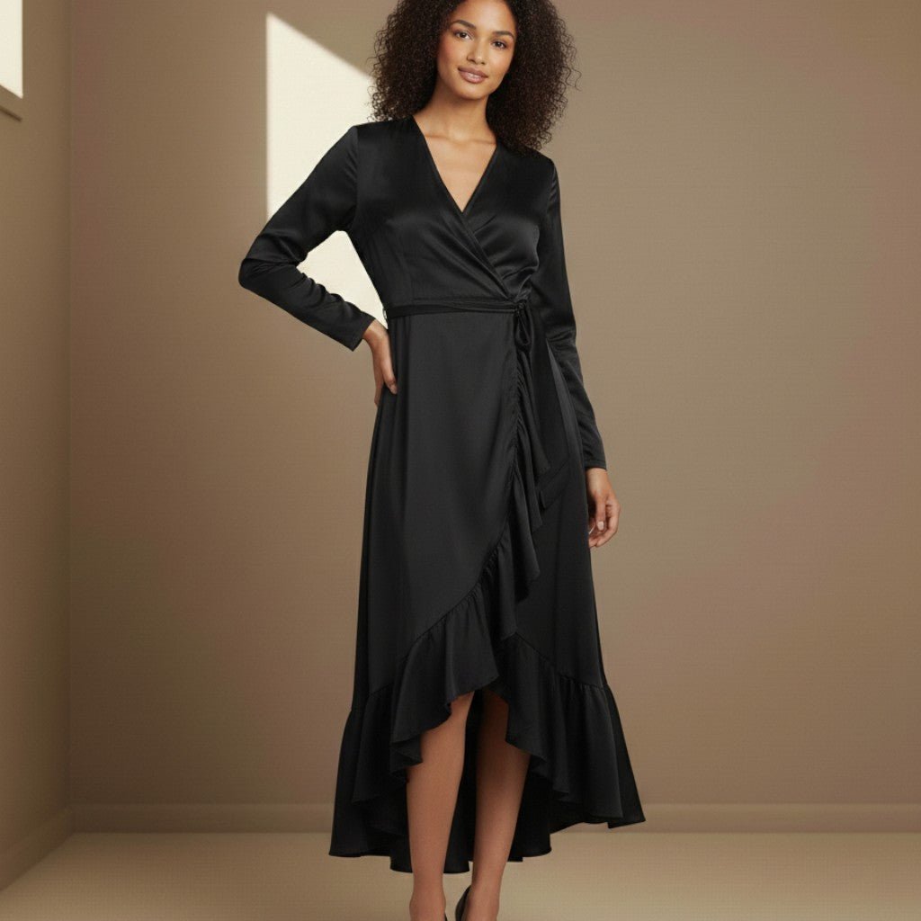 Black satin dress