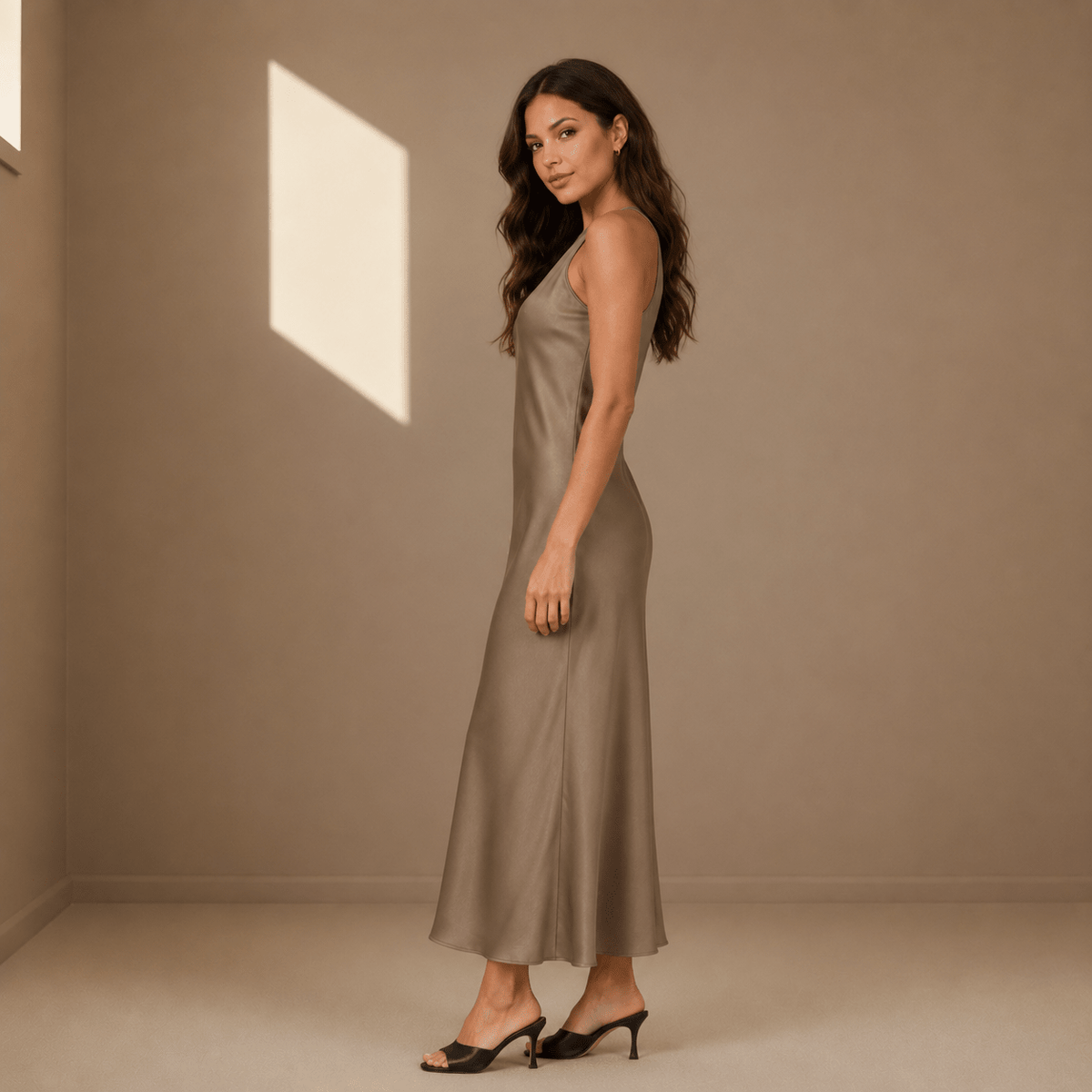 Brown satin dress