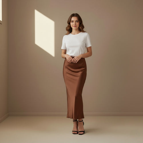Brown Satin Skirt