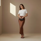 Brown Satin Skirt