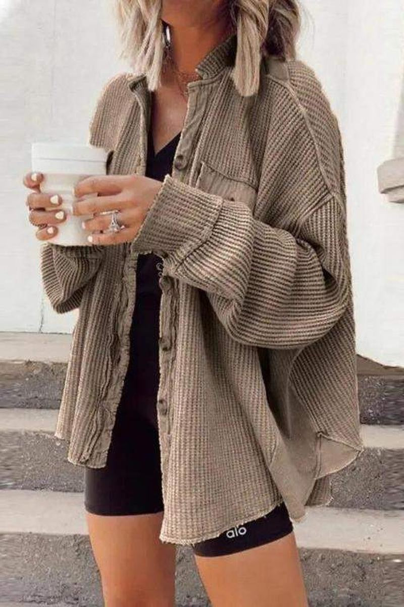 Waffle Knit Button Down – Casual Wear, Stylish Layering