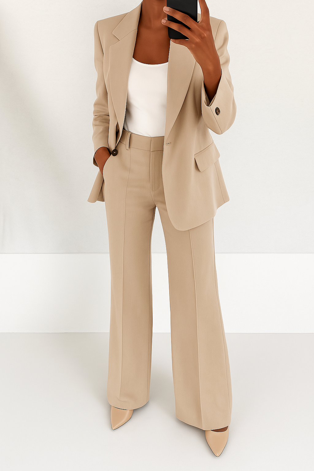 Chic Two-Piece Blazer and Trouser Set | Stylish Office Wear | Modern Fit