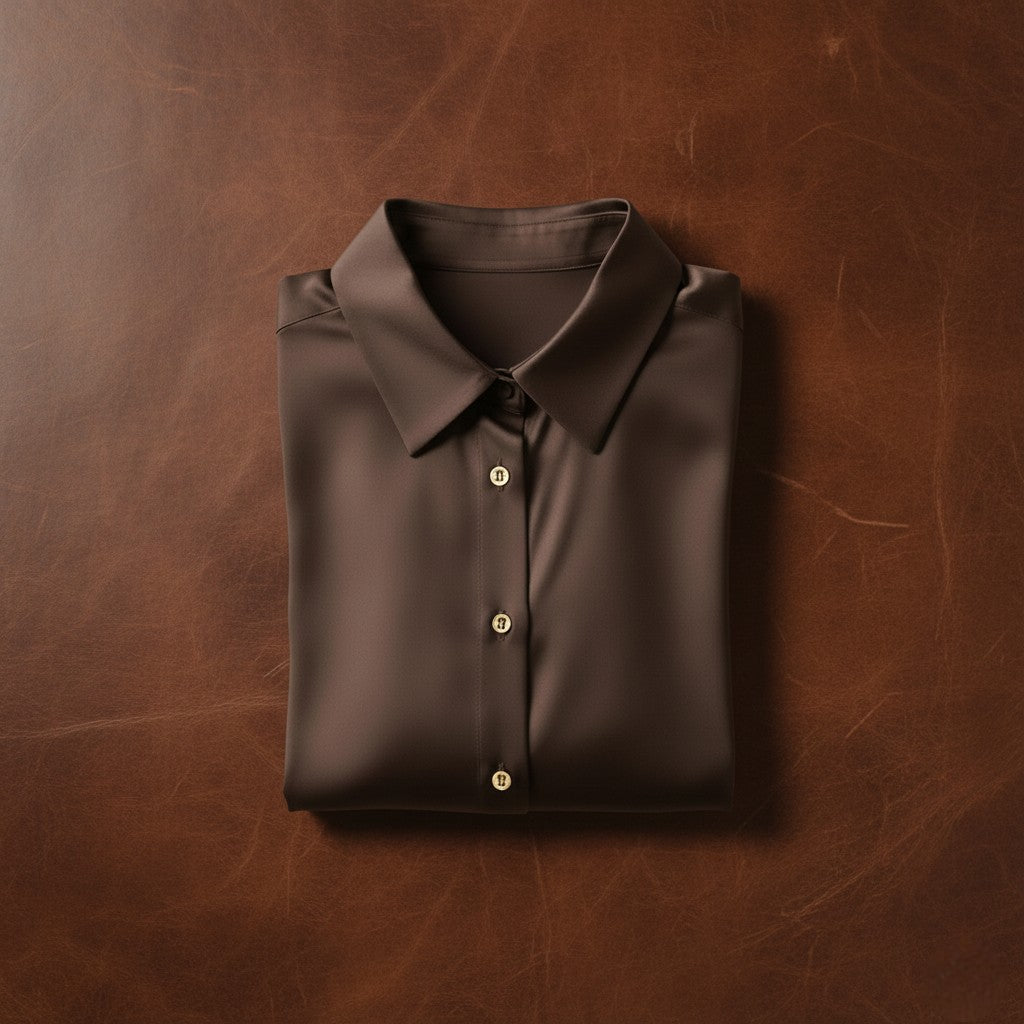 Dark Brown Satin Shirt