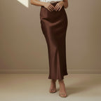 Dark Brown Satin Skirt