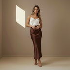 Dark Brown Satin Skirt