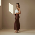 Dark Brown Satin Skirt