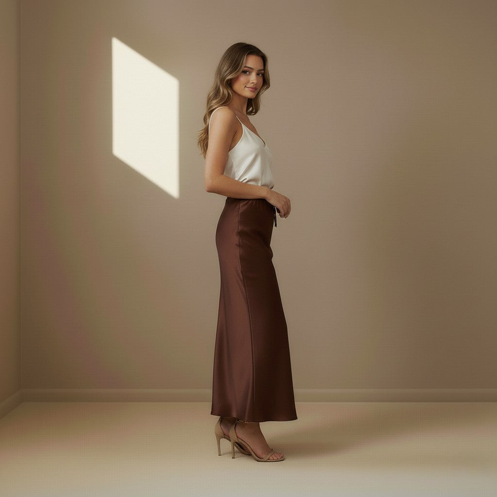 Dark Brown Satin Skirt