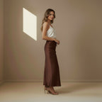 Dark Brown Satin Skirt