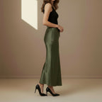 Dark Green Satin Skirt